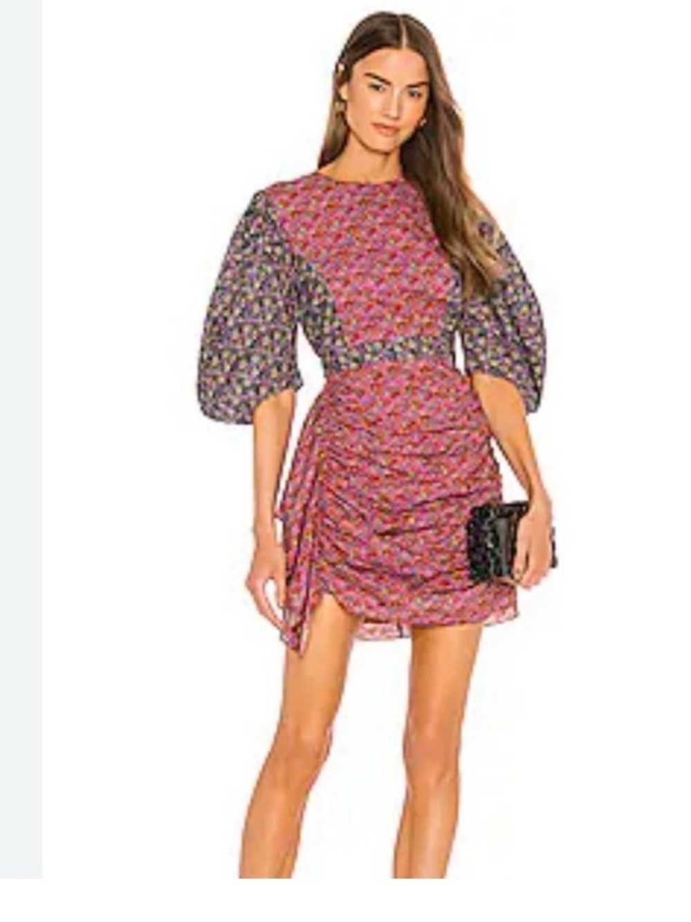 RHODE + Anthro Pia Mixed Print Shirred Corset Puff Sleeve Dress M Retail: $400